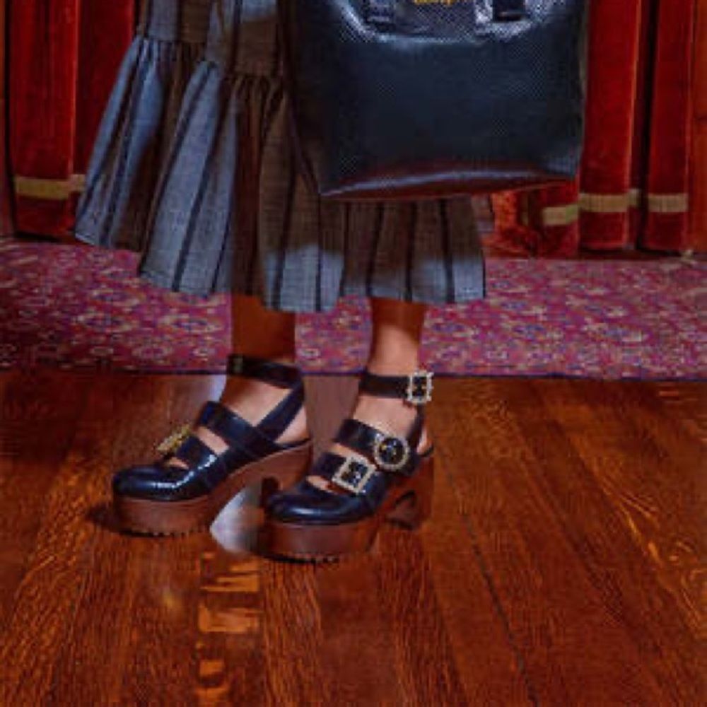 Autumn Adeigbo 3 Buckle Ankle Strap Clog Heel Black Size 6